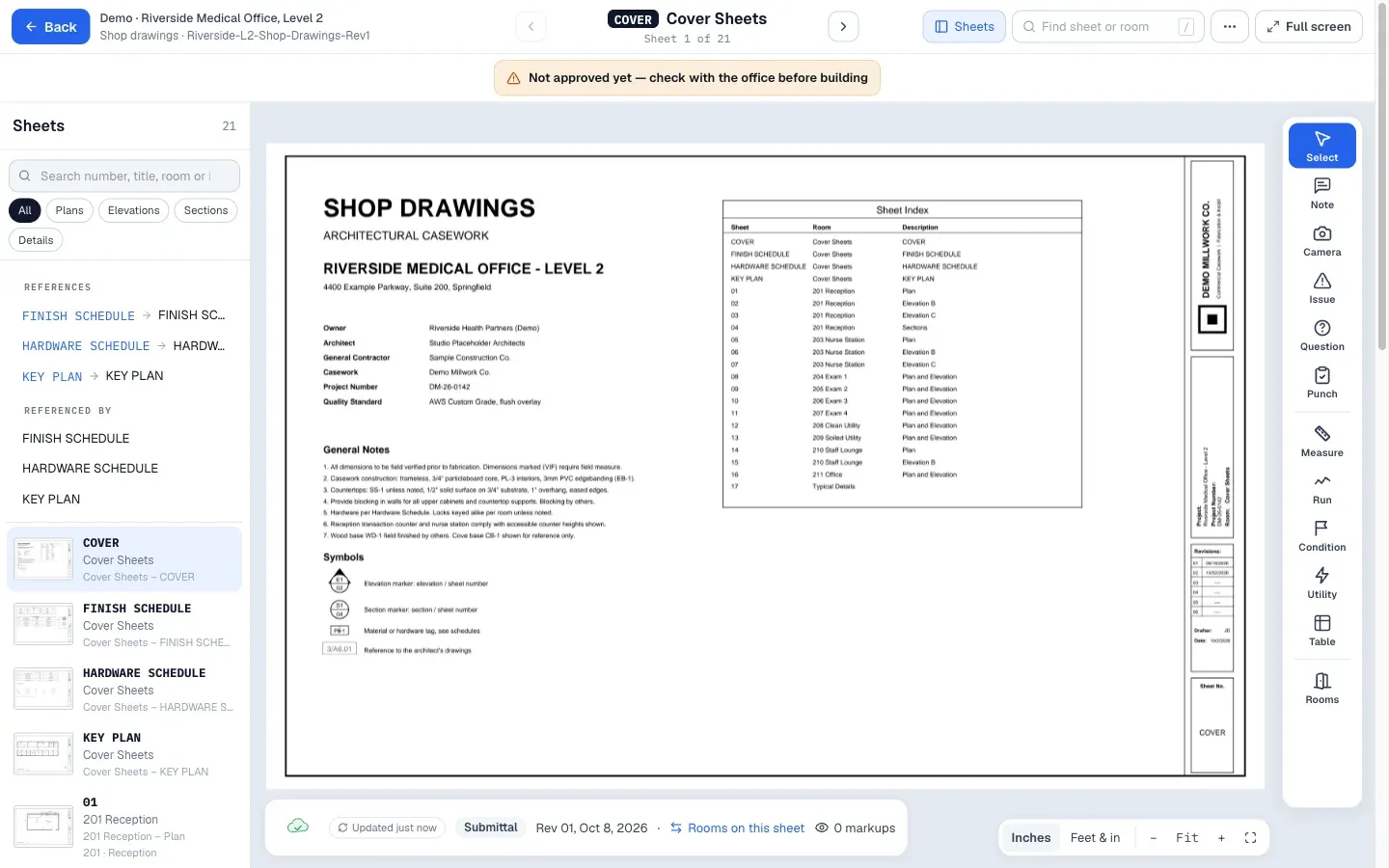 The sheet list in the order of the uploaded PDF